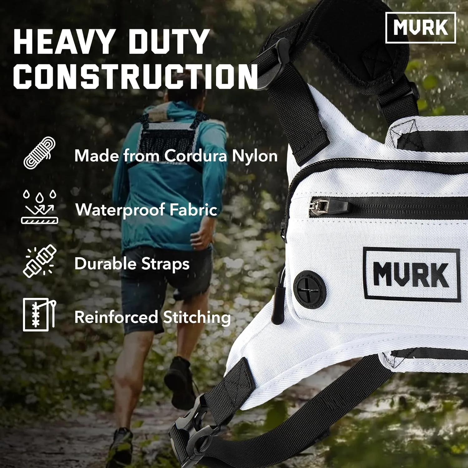 MVRK Water Resistant Chest Pack - Running Vest for Workouts, Running Phone Holder Extra Storage, Lightweight Running Pack