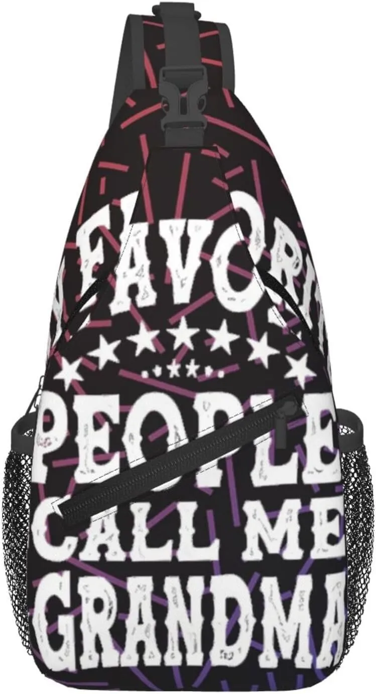 My Favorite People Call Me Grandma Small Crossbody Backpack Sling Bag For Men Women Mini One Shoulder Chest Bags Gym Sport Travel Hiking Daypack