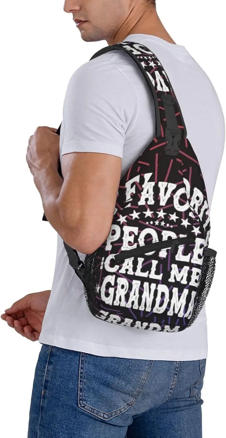 My Favorite People Call Me Grandma Small Crossbody Backpack Sling Bag For Men Women Mini One Shoulder Chest Bags Gym Sport Travel Hiking Daypack