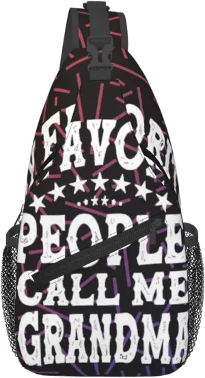 My Favorite People Call Me Grandma Small Crossbody Backpack Sling Bag For Men Women Mini One Shoulder Chest Bags Gym Sport Travel Hiking Daypack