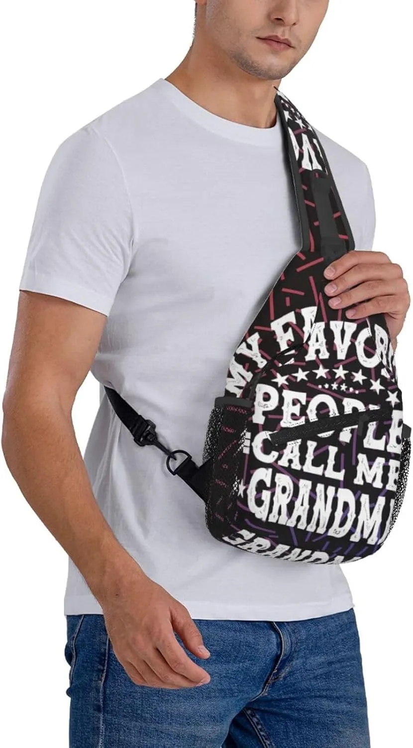 My Favorite People Call Me Grandma Small Crossbody Backpack Sling Bag For Men Women Mini One Shoulder Chest Bags Gym Sport Travel Hiking Daypack