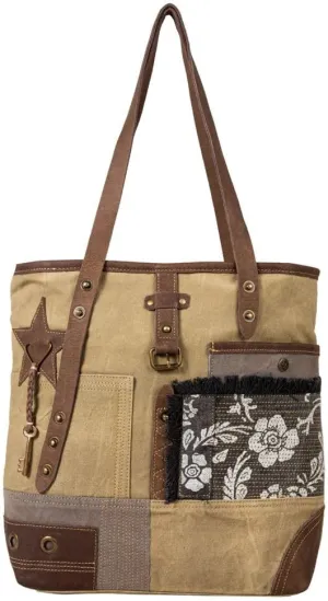 Myra Bag Tote Bag for Women - Western Upcycled Canvas & Leather Shoulder Bag - Vintage Intrigue