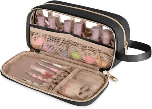 Nail Polish Organizer Case Fits 12 Bottles (15ml), Nail Polish Supplies Storage Bag with Clear Window, Black
