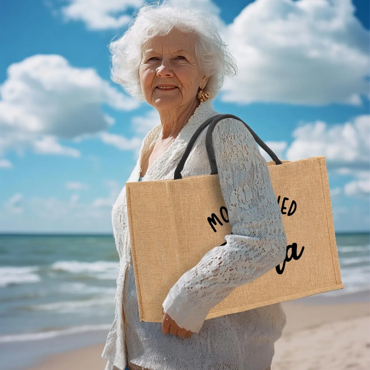 Nanny Mama Mom Memaw Abuela Granny Mimi Aunt Grandma Nana Gigi Gifts Burlap Tote Bag for Women Lady