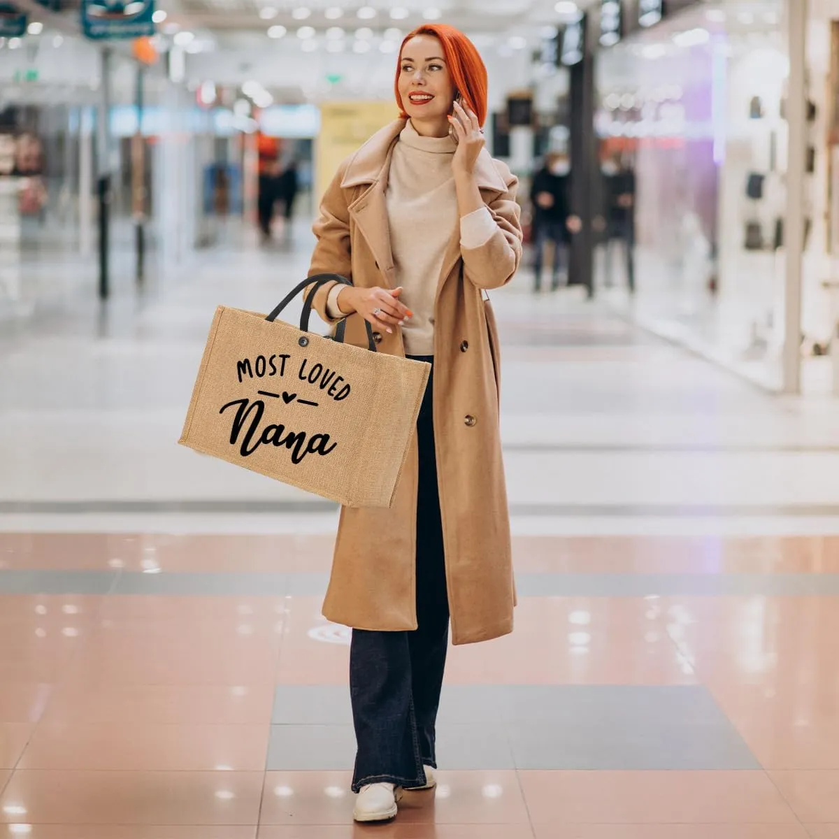 Nanny Mama Mom Memaw Abuela Granny Mimi Aunt Grandma Nana Gigi Gifts Burlap Tote Bag for Women Lady