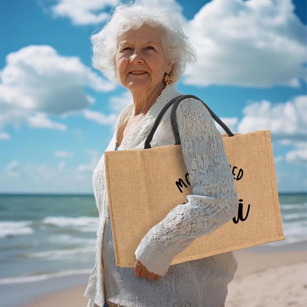 Nanny Mama Mom Memaw Abuela Granny Mimi Aunt Grandma Nana Gigi Gifts Burlap Tote Bag for Women Lady