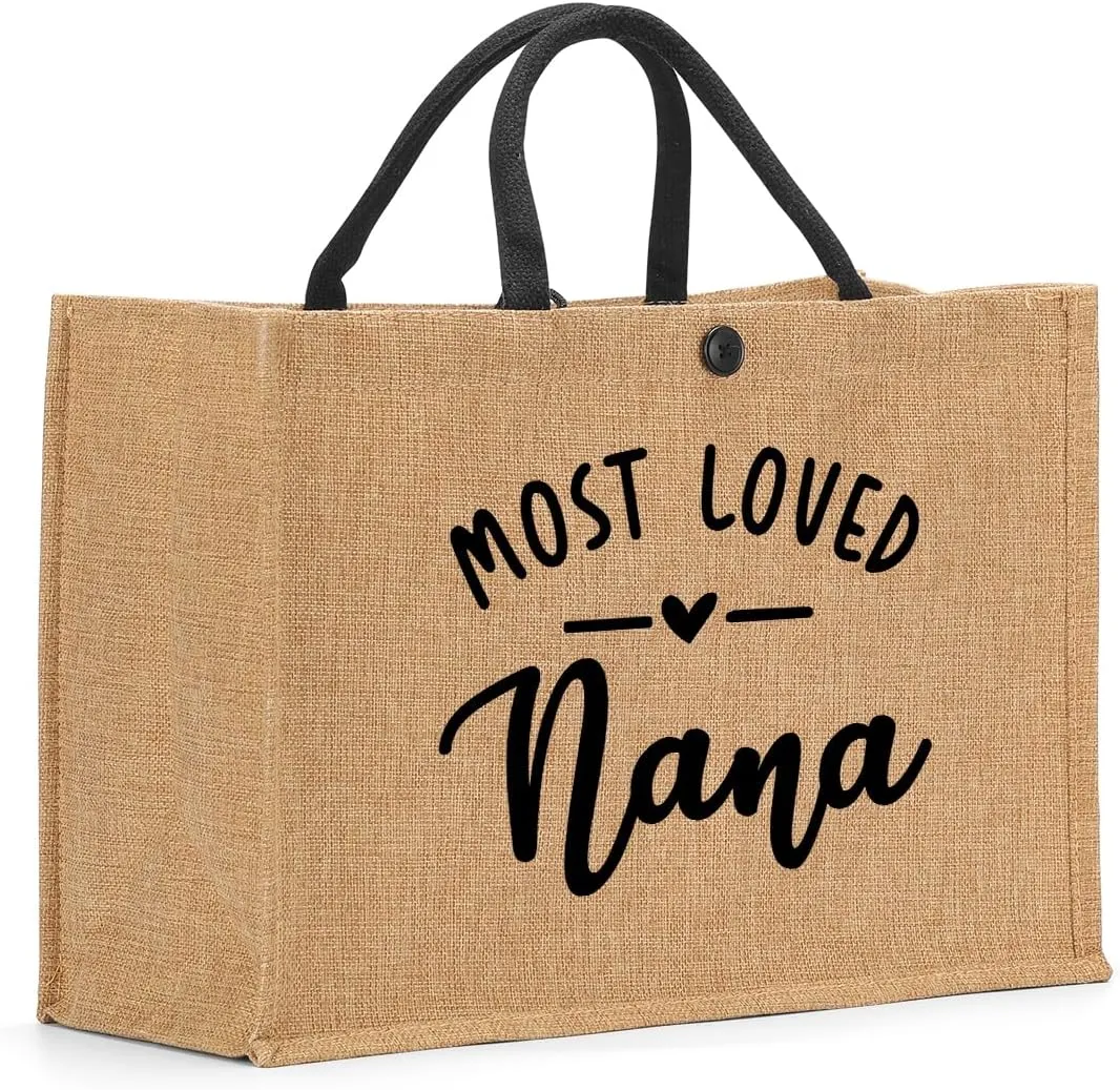 Nanny Mama Mom Memaw Abuela Granny Mimi Aunt Grandma Nana Gigi Gifts Burlap Tote Bag for Women Lady