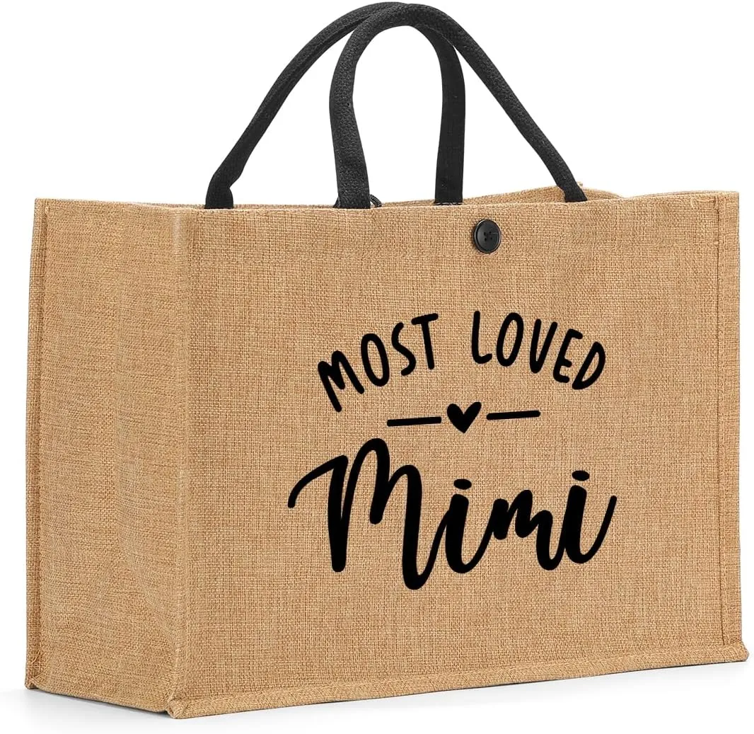 Nanny Mama Mom Memaw Abuela Granny Mimi Aunt Grandma Nana Gigi Gifts Burlap Tote Bag for Women Lady