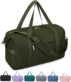 Narwey Carry on luaggage 22x14x9 Airlines Approved Foldable Carry on Bag Travel Duffel Packable Duffle with Wet Pocket Overnight for Women and Men 40L (Army Green)