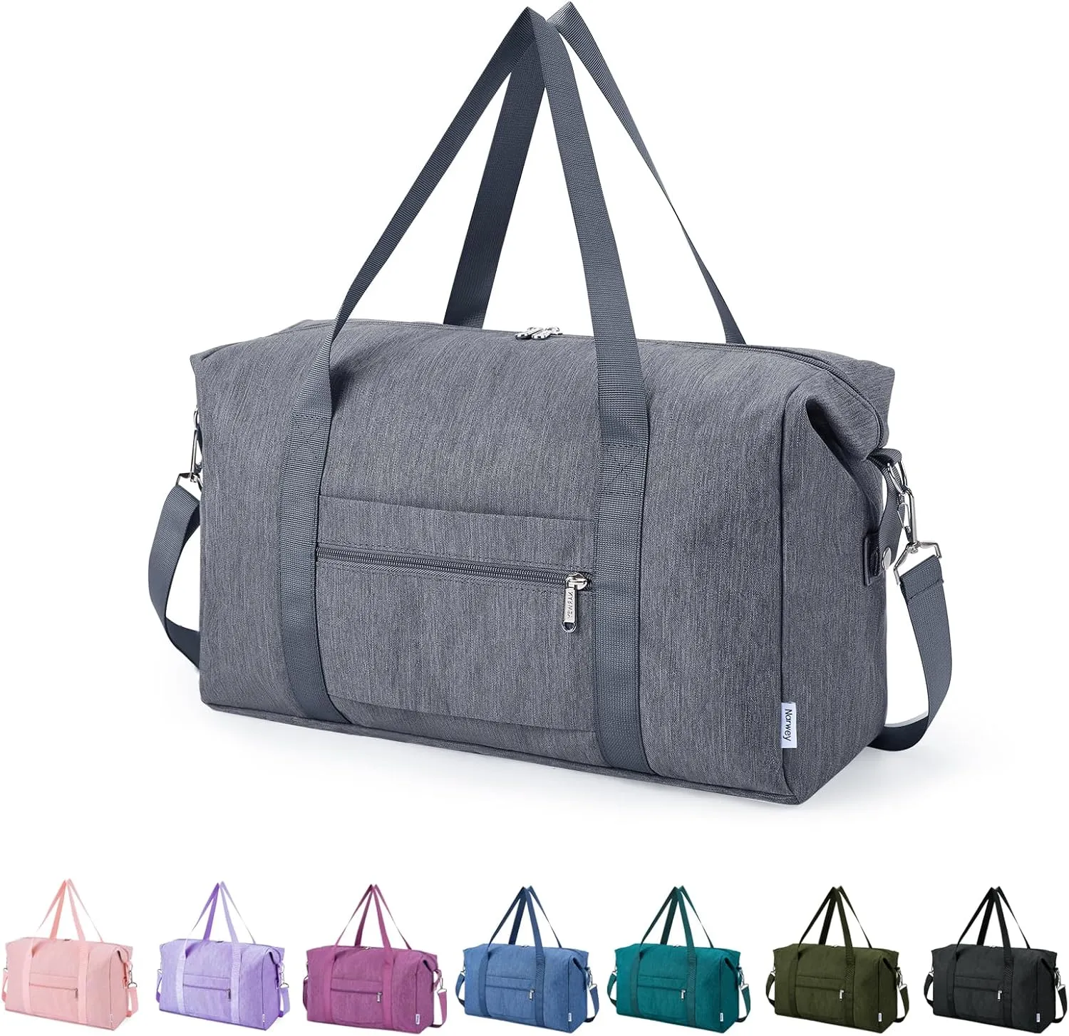 Narwey For Spirit Airlines Personal Item Bag 18x14x8 Foldable Duffle Bag for Travel Packable Duffel Bag for Traveling Carry on Bag for Airplanes Underseat Overnight for Women and Men (Grey)