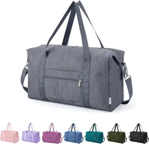 Narwey For Spirit Airlines Personal Item Bag 18x14x8 Foldable Duffle Bag for Travel Packable Duffel Bag for Traveling Carry on Bag for Airplanes Underseat Overnight for Women and Men (Grey)