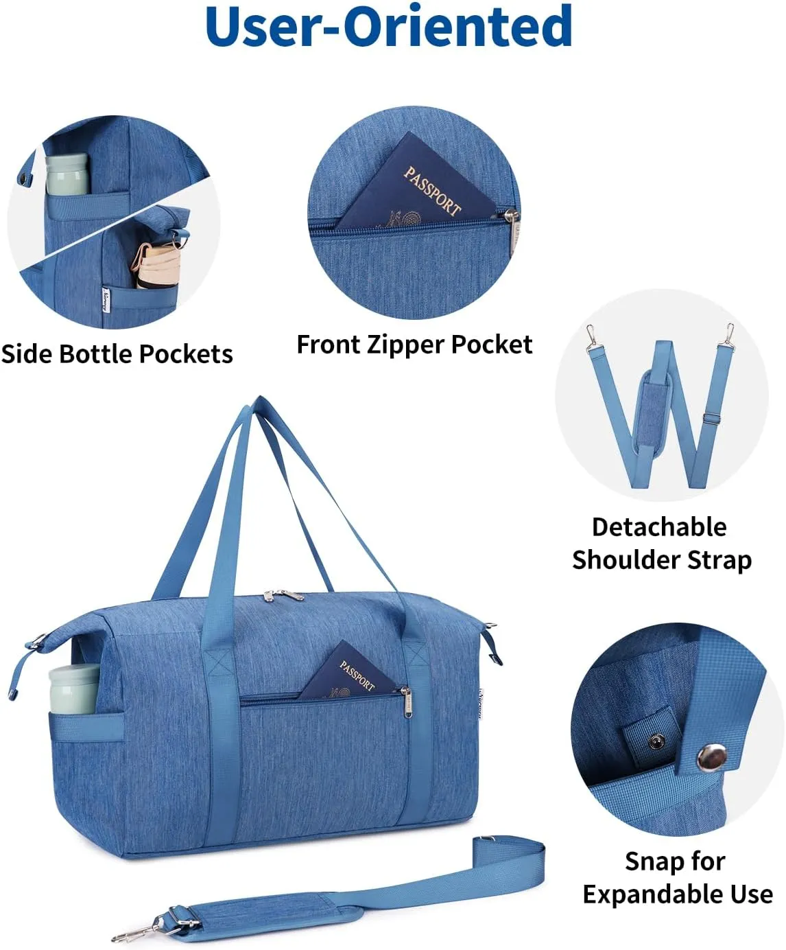 Narwey For Spirit Airlines Personal Item Bag 18x14x8 Travel Duffel Bag Carry on Bag Underseat for Airplane with Wet Pocket Small Gym Bag Weekender Overnight for Women and Men (Navy Blue)