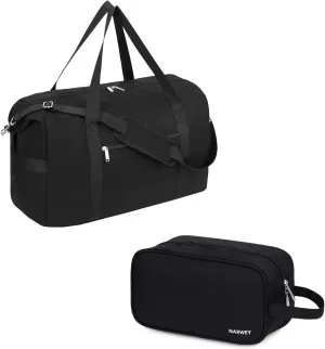 Narwey Large Travel Duffel Bag with Toiletry Organizer Traveling Dopp Kit Shaving Bag
