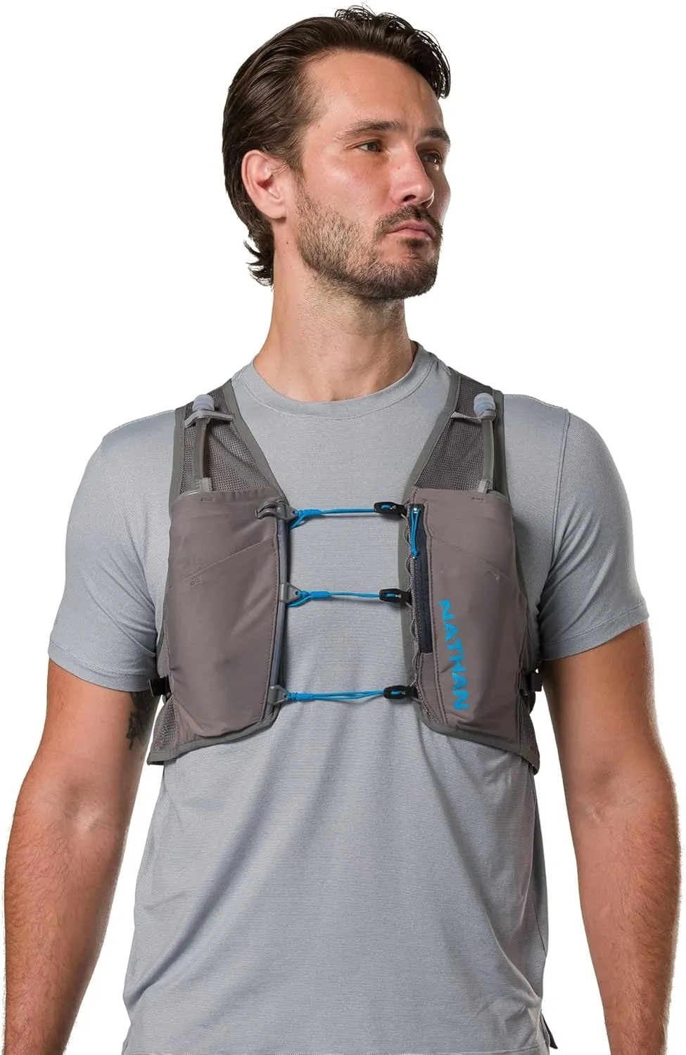 Nathan Hydration Vest - Lightweight, Quick-Fit Fix, Reflective, 4L Storage, Six Pockets, Two 14oz Flasks, Pinnacle Breeze