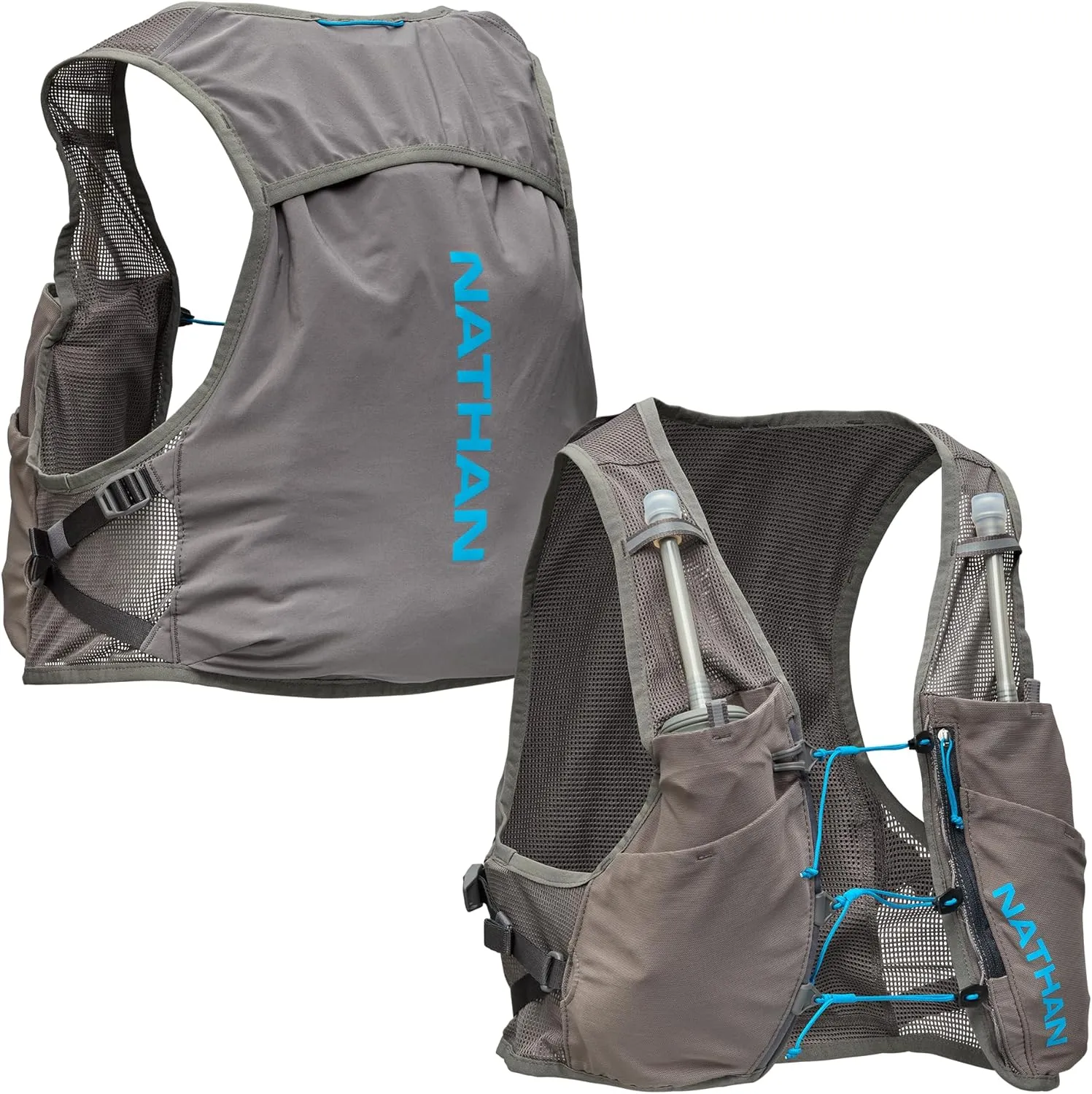 Nathan Hydration Vest - Lightweight, Quick-Fit Fix, Reflective, 4L Storage, Six Pockets, Two 14oz Flasks, Pinnacle Breeze