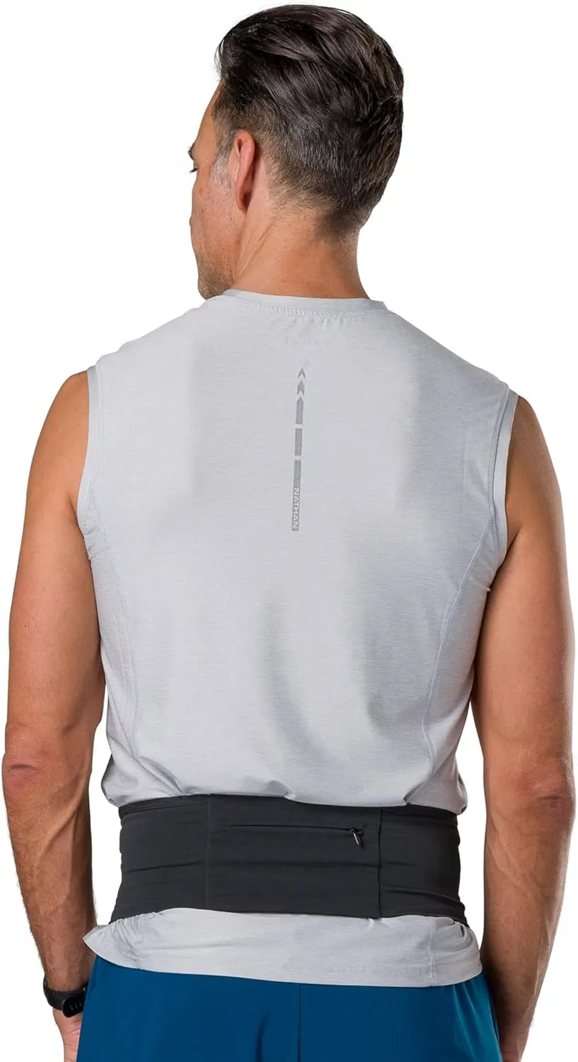 Nathan Zipster Max Running Belt. Bounce Free Waist Pack. Extra Large Zipper Pocket in Front for all Phones. 4 Pockets Total Fanny Pack