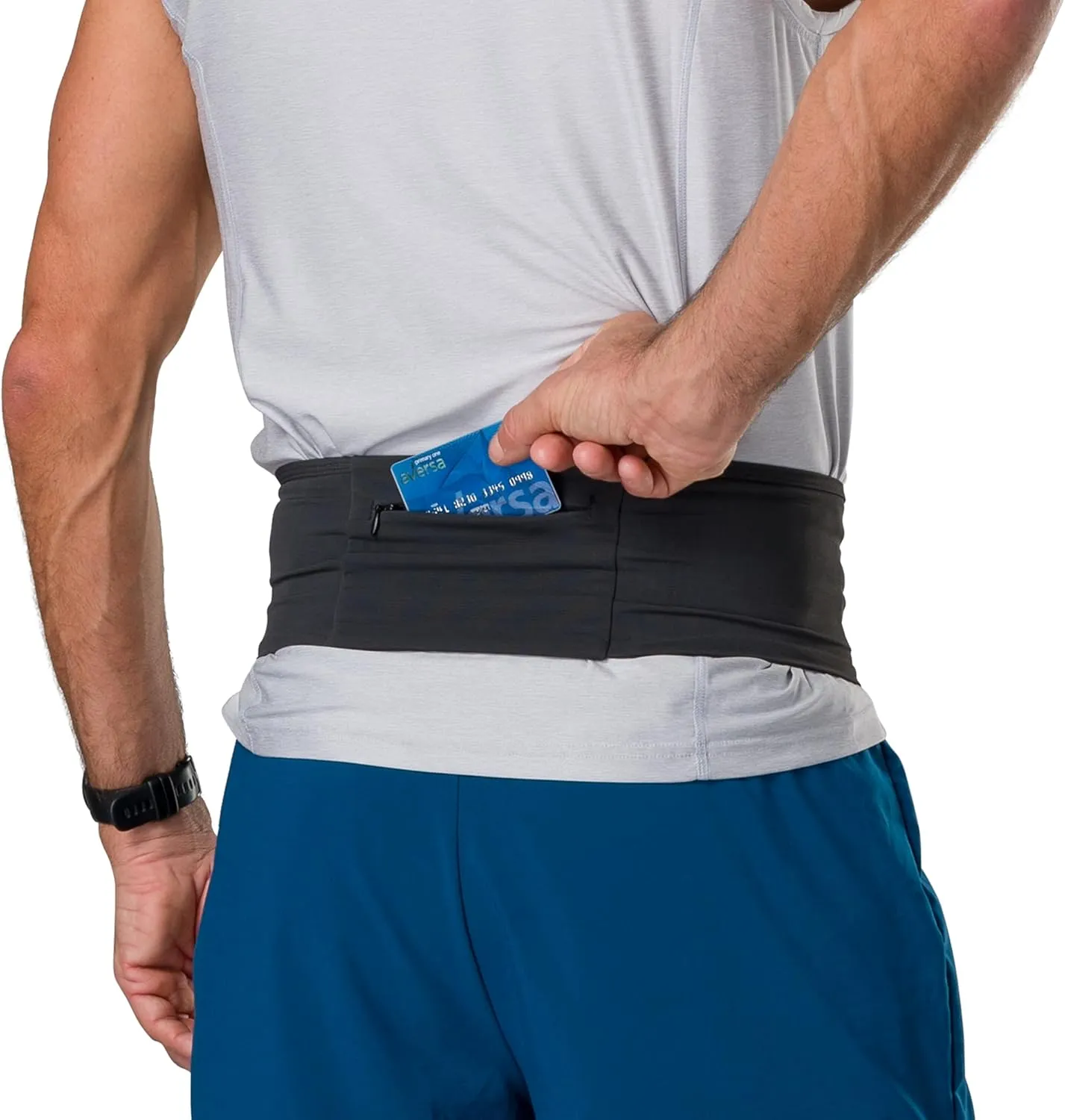 Nathan Zipster Max Running Belt. Bounce Free Waist Pack. Extra Large Zipper Pocket in Front for all Phones. 4 Pockets Total Fanny Pack