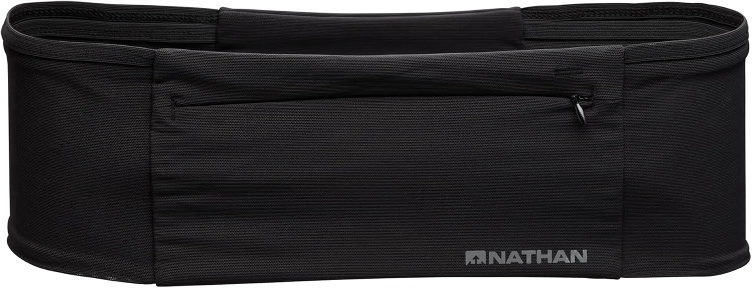 Nathan Zipster Max Running Belt. Bounce Free Waist Pack. Extra Large Zipper Pocket in Front for all Phones. 4 Pockets Total Fanny Pack