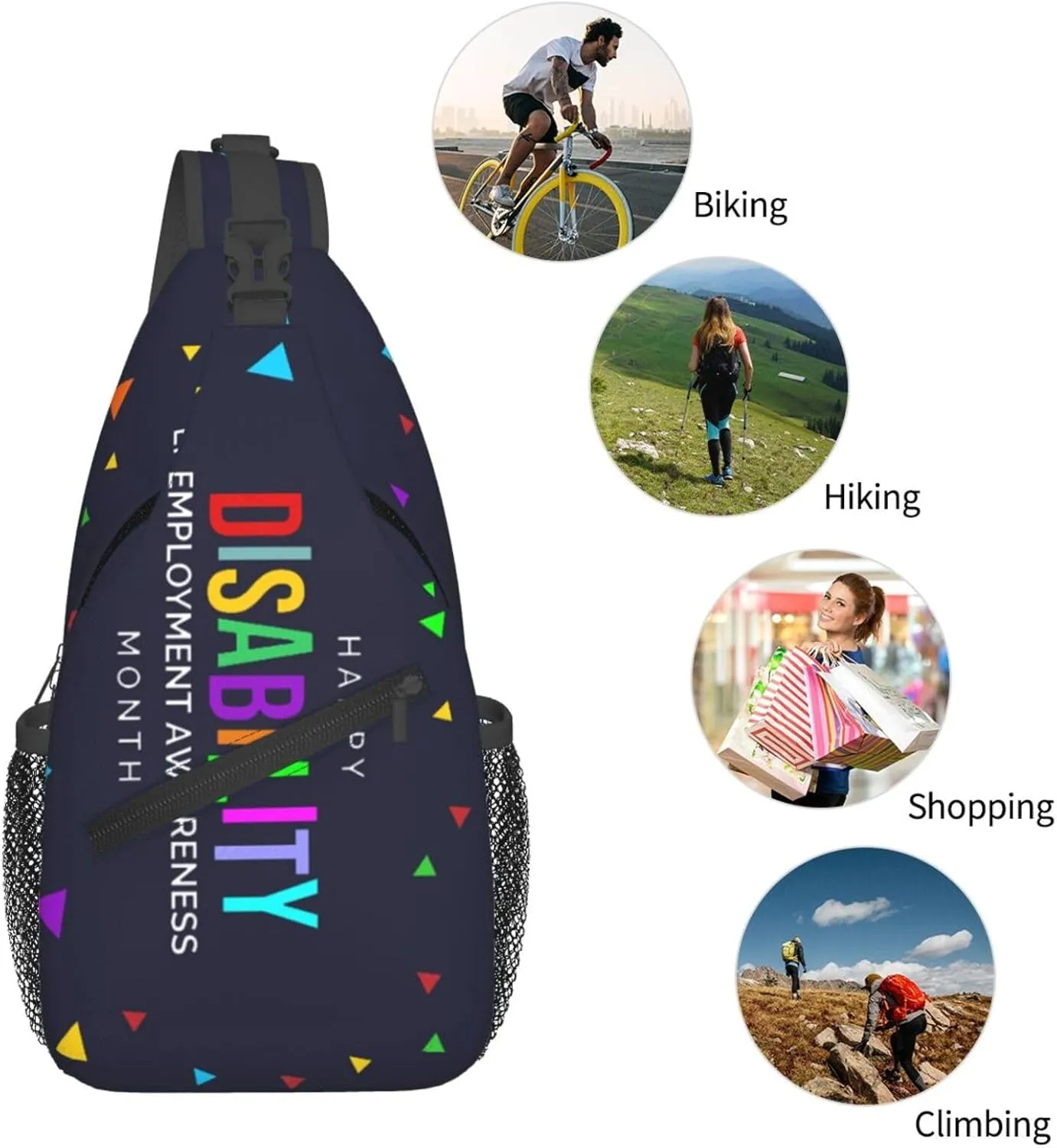 National Disability Employment Awareness Month Crossbody Backpack Dachshunds Dog Chest Bag Lightweight One Strap Backpack Multipurpose Travel Hiking For Men Women