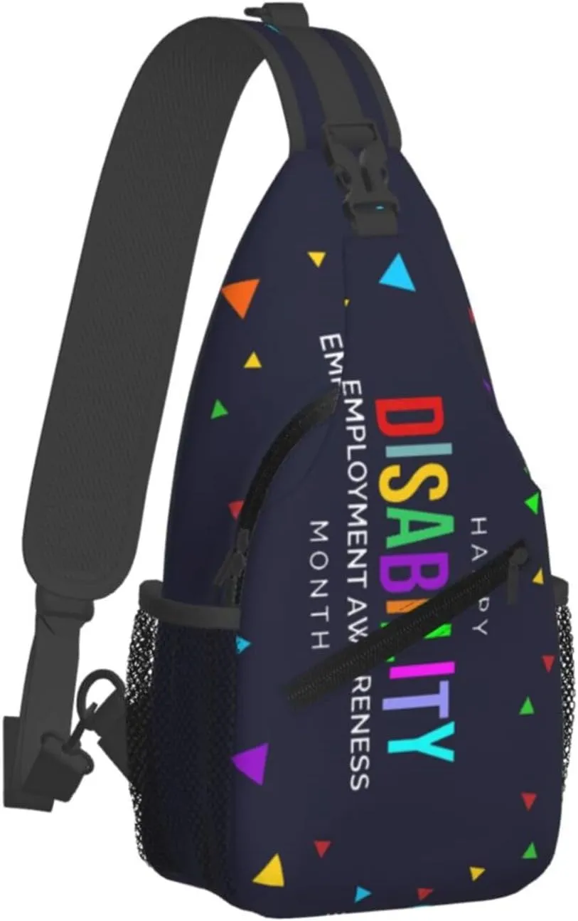 National Disability Employment Awareness Month Crossbody Backpack Dachshunds Dog Chest Bag Lightweight One Strap Backpack Multipurpose Travel Hiking For Men Women