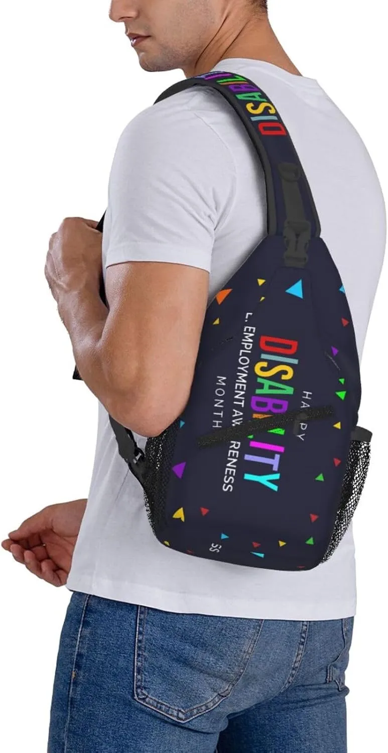 National Disability Employment Awareness Month Crossbody Backpack Dachshunds Dog Chest Bag Lightweight One Strap Backpack Multipurpose Travel Hiking For Men Women