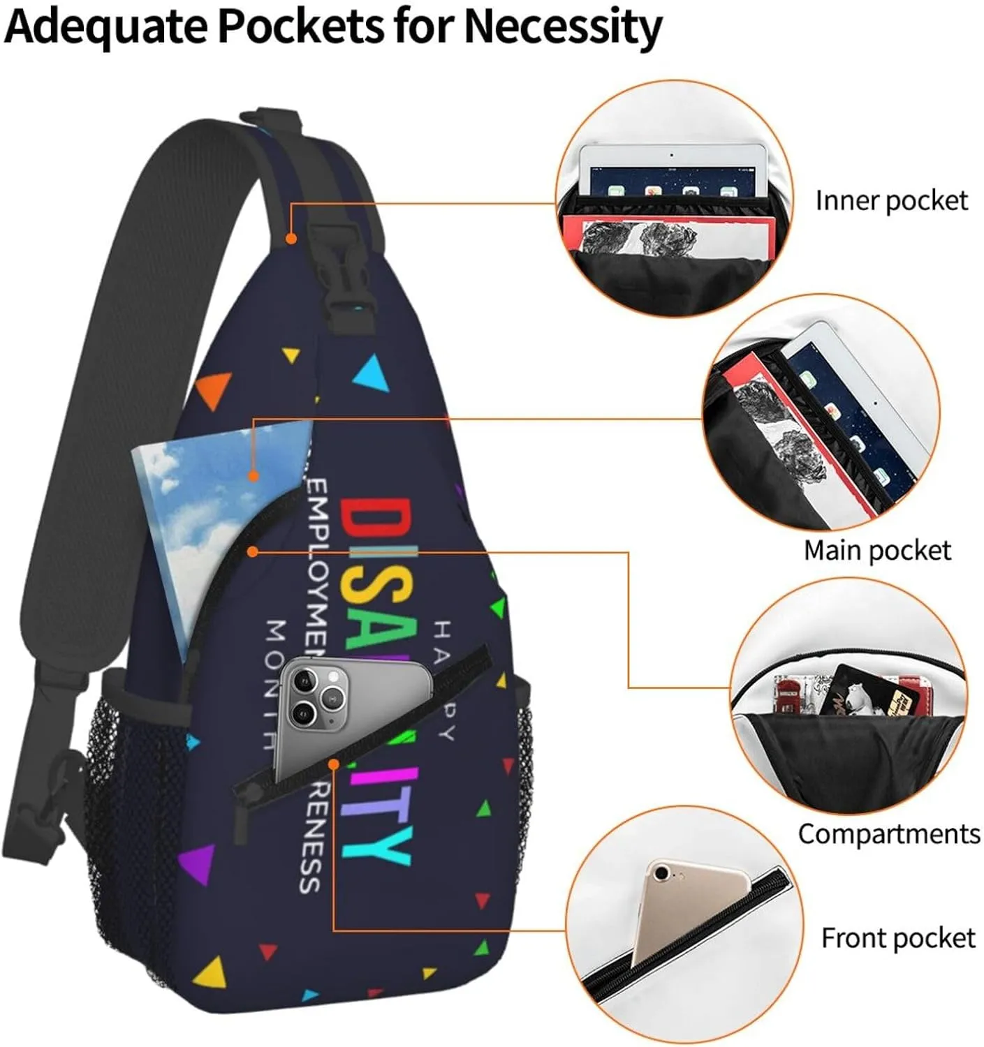 National Disability Employment Awareness Month Crossbody Backpack Dachshunds Dog Chest Bag Lightweight One Strap Backpack Multipurpose Travel Hiking For Men Women
