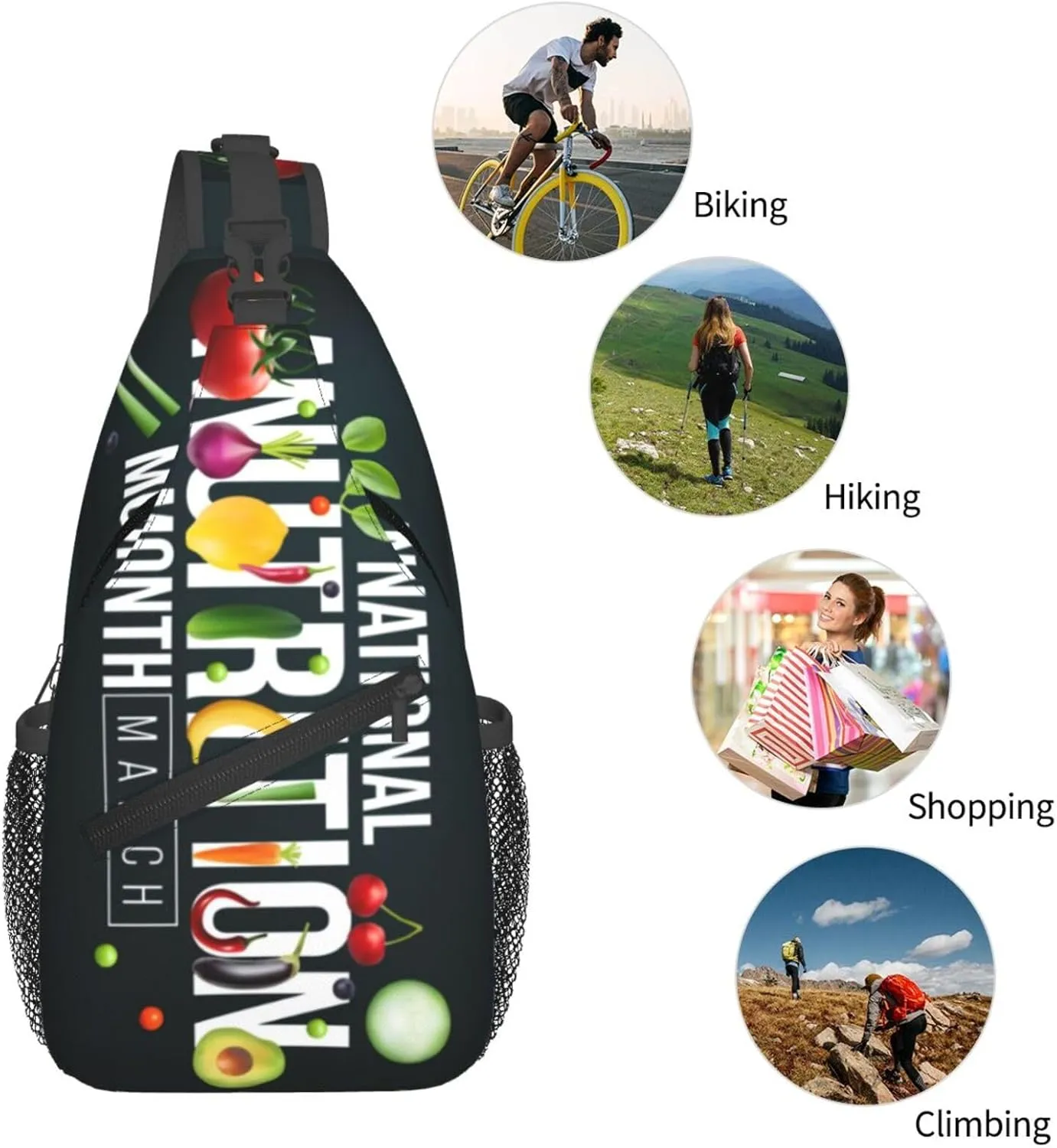 National Nutrition Small Crossbody Backpack Sling Bag For Men Women Mini One Shoulder Chest Bags Gym Sport Travel Hiking Daypack
