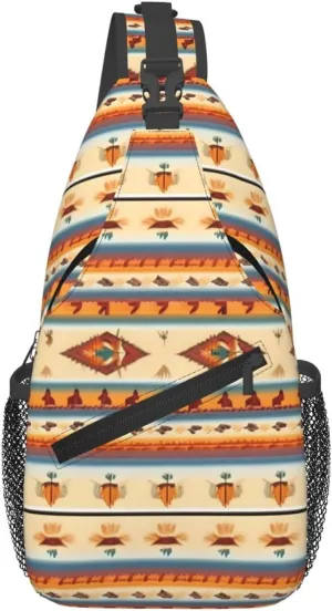 Native American Print Sling Bag Crossbody Travel Hiking Chest Backpack Shoulder Daypack For Women Men