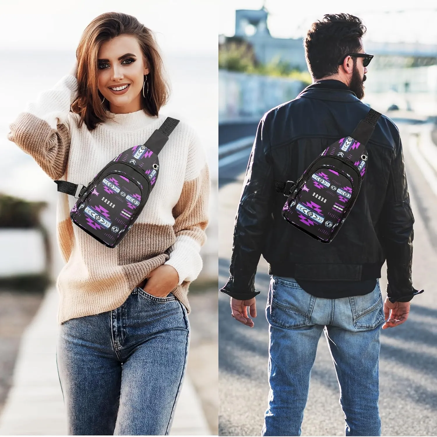 Native Southwest American Crossbody Sling Bags for Men and Women - Adjustable Strap, Lightweight Shoulder Chest Bag
