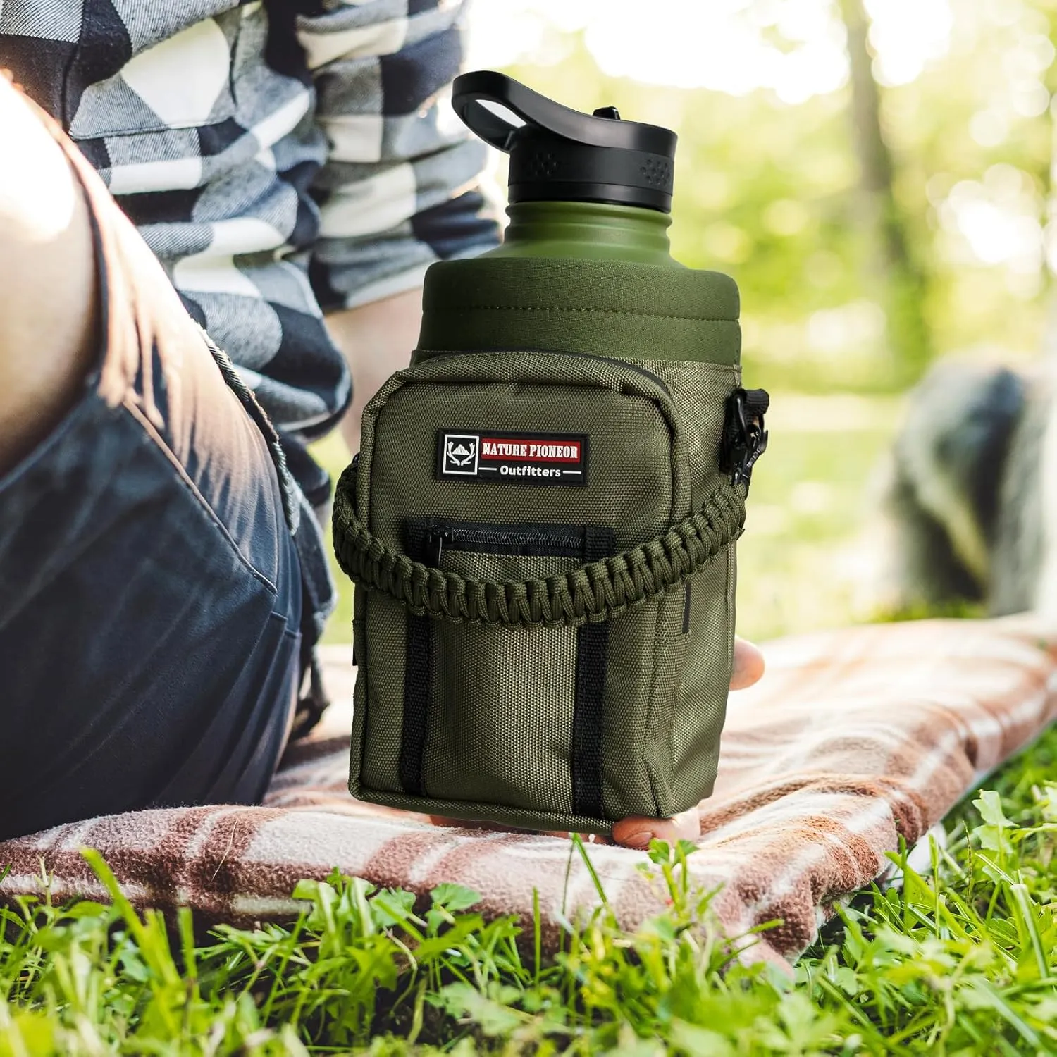 NATURE PIONEOR Water Bottle Holder with Strap 25 32 40 64 oz Insulated Water Bottle Carrier Sling Sleeve for Hiking,Outdoor Camping,Gym