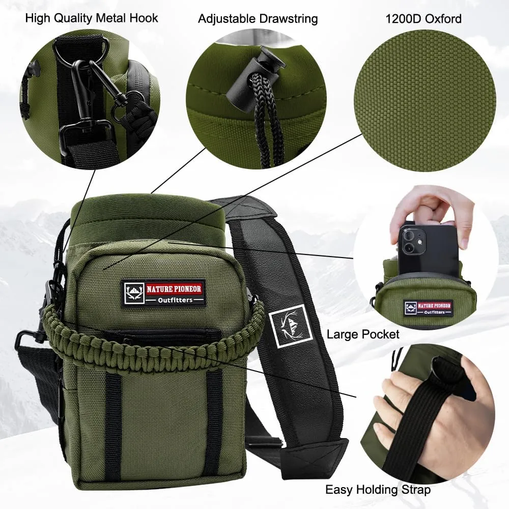 NATURE PIONEOR Water Bottle Holder with Strap 25 32 40 64 oz Insulated Water Bottle Carrier Sling Sleeve for Hiking,Outdoor Camping,Gym