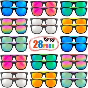 Neon Party Sunglasses,28 Pack 7 Colors Bulk Sunglasses for Adults and Teens,80’s Retro Style Party Favors for Summer Pool,Beach,Birthday,Graduation,Outdoor Party Supplies,Goody Bag Favors