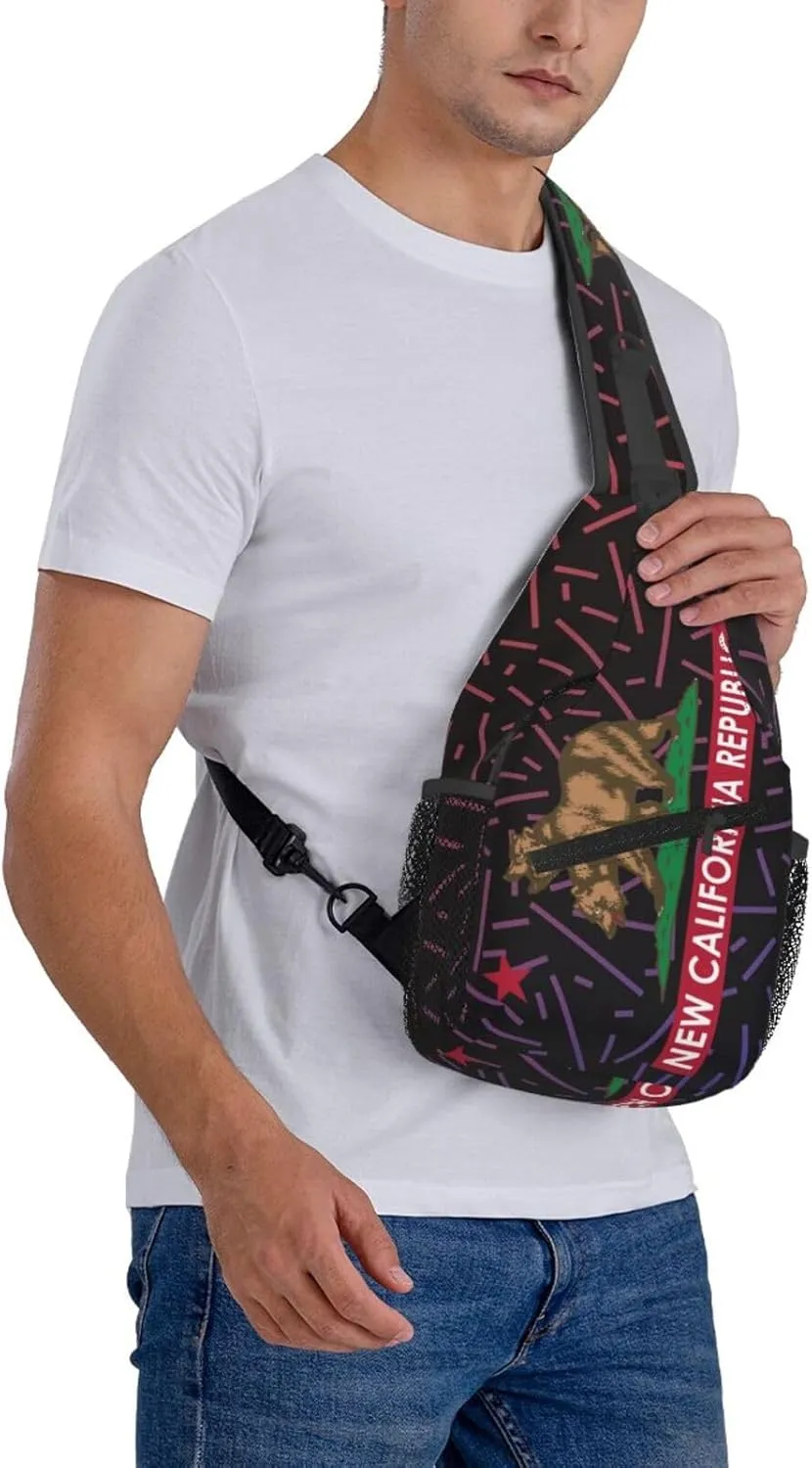 New California Republic Small Crossbody Backpack Sling Bag For Men Women Mini One Shoulder Chest Bags Gym Sport Travel Hiking Daypack