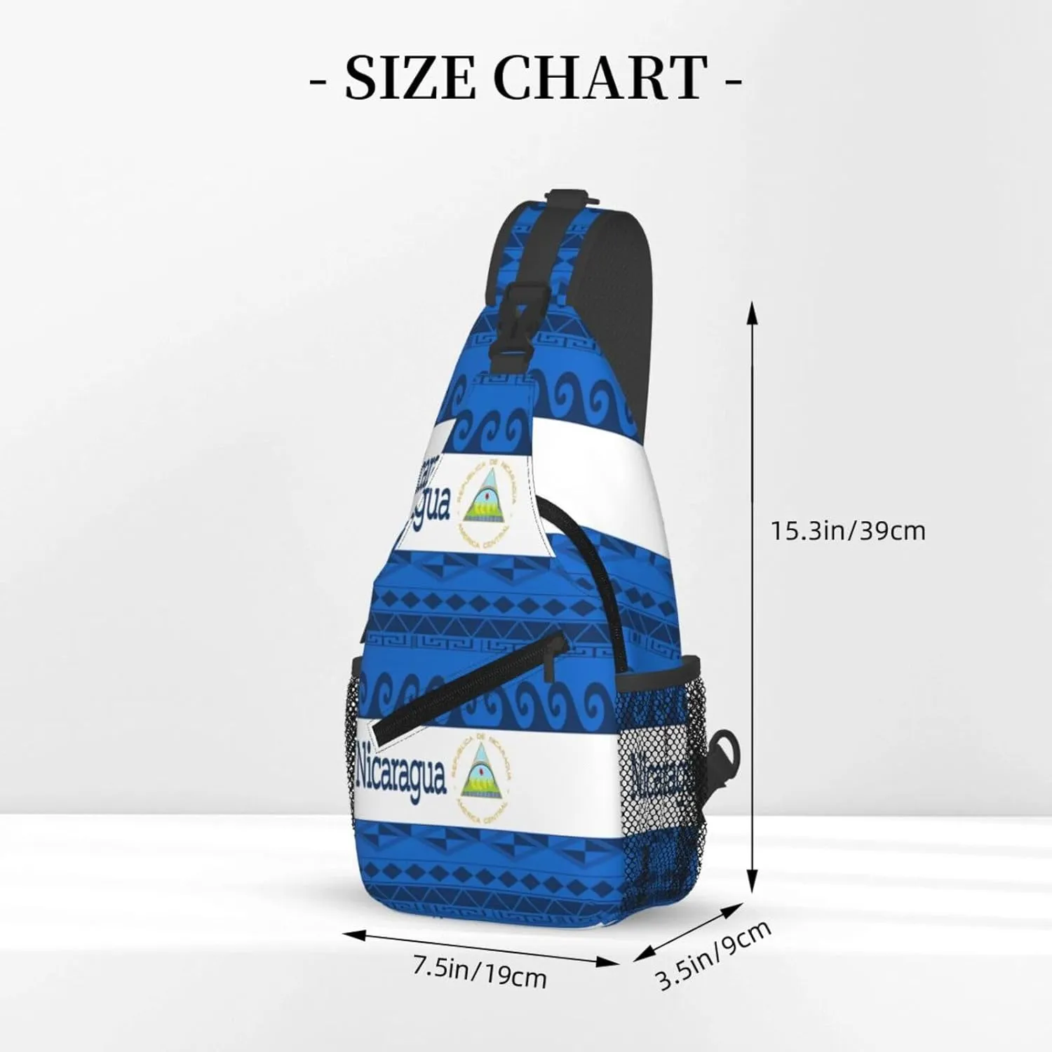 Nicaragua Flag Crossbody Bags Sling Backpack Cross Chest Bag Sports Shoulder Bag Gym Fanny Pack Adjustable Cycling Daypack Diagonally Rucksack for Running