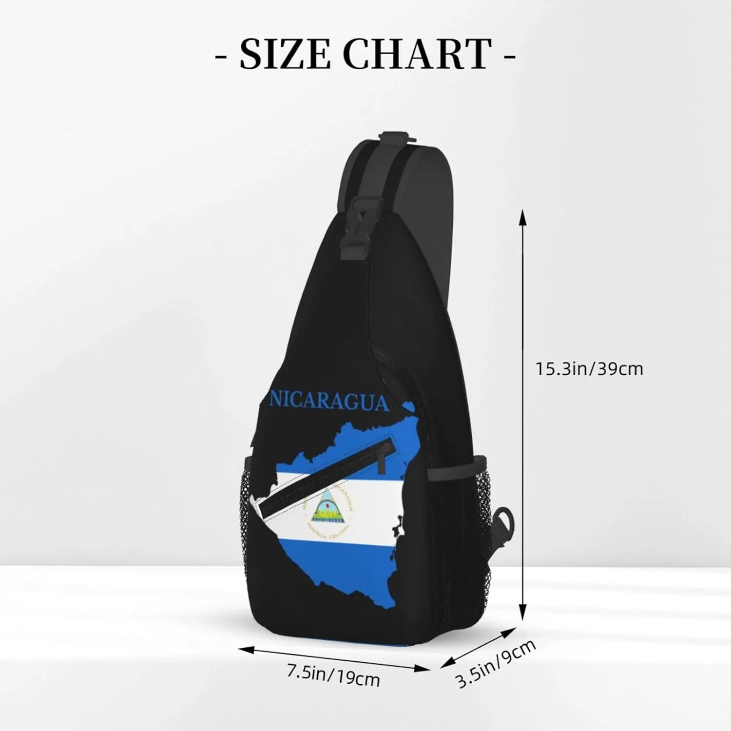 Nicaragua Map Flag Crossbody Bags Sling Backpack Cross Chest Bag Sports Shoulder Bag Gym Fanny Pack Adjustable Cycling Daypack Diagonally Rucksack for Running