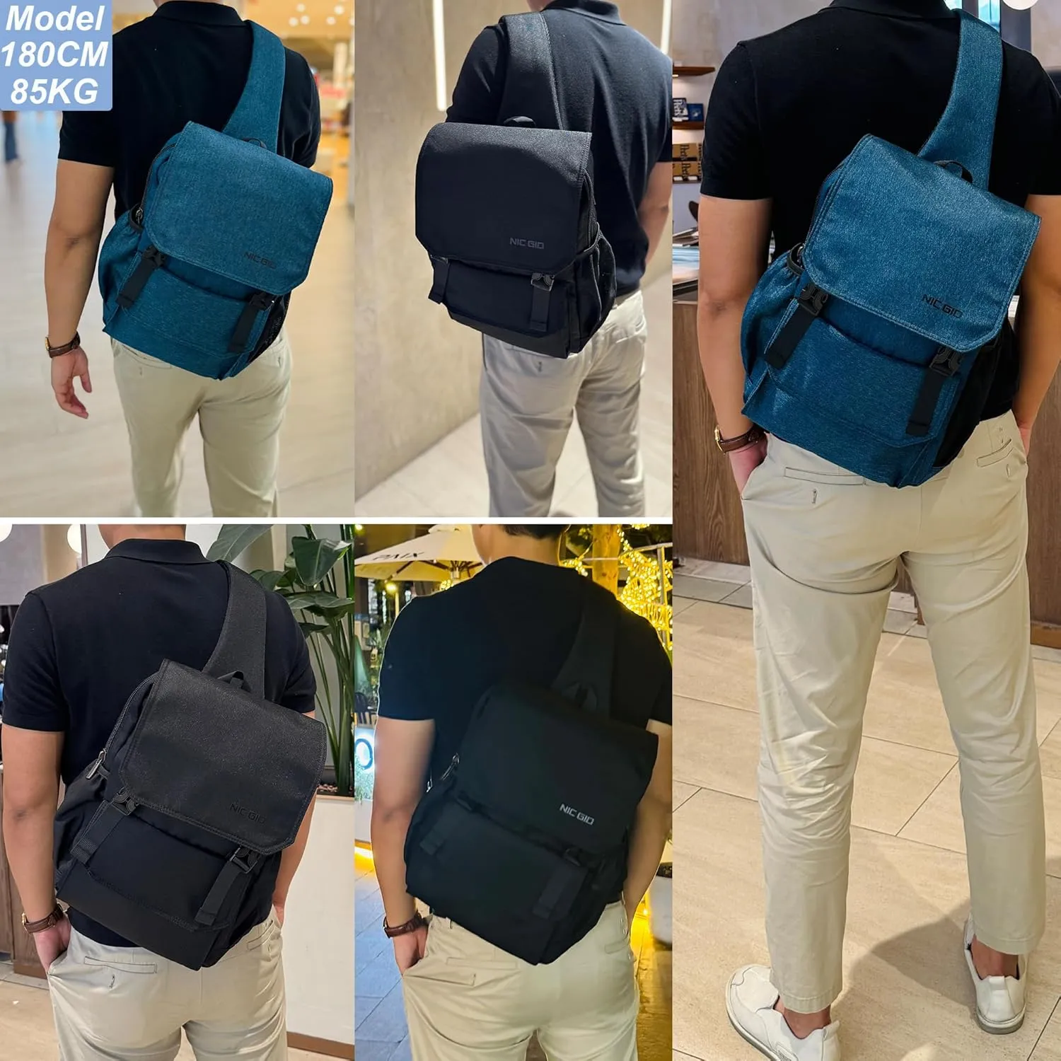 NICGID Sling Bag Backpack, 13.3'' 14.1'' Laptop Bag Crossbody Shoulder Chest Backpacks Travel Outdoors for Men Women