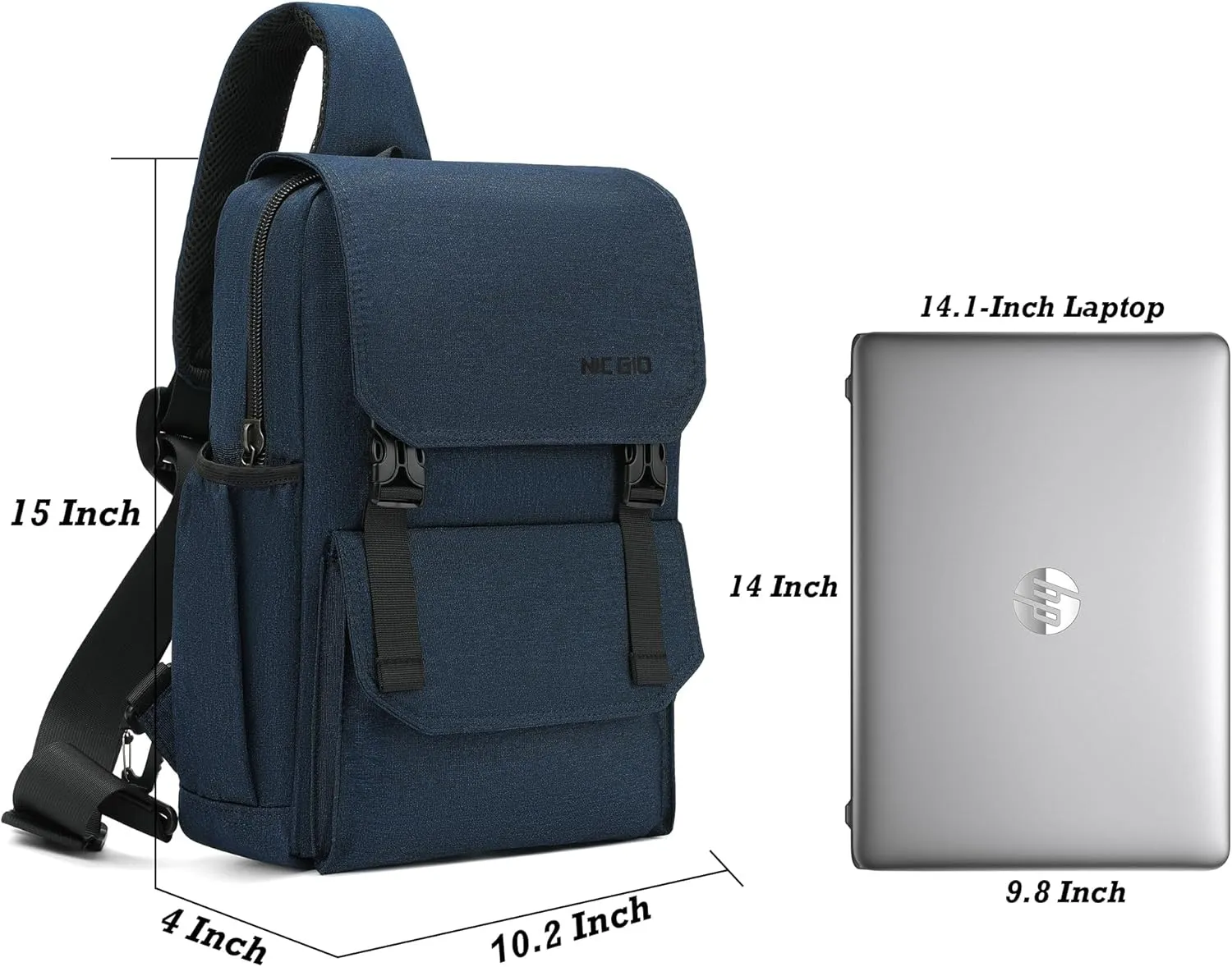 NICGID Sling Bag Backpack, 13.3'' 14.1'' Laptop Bag Crossbody Shoulder Chest Backpacks Travel Outdoors for Men Women