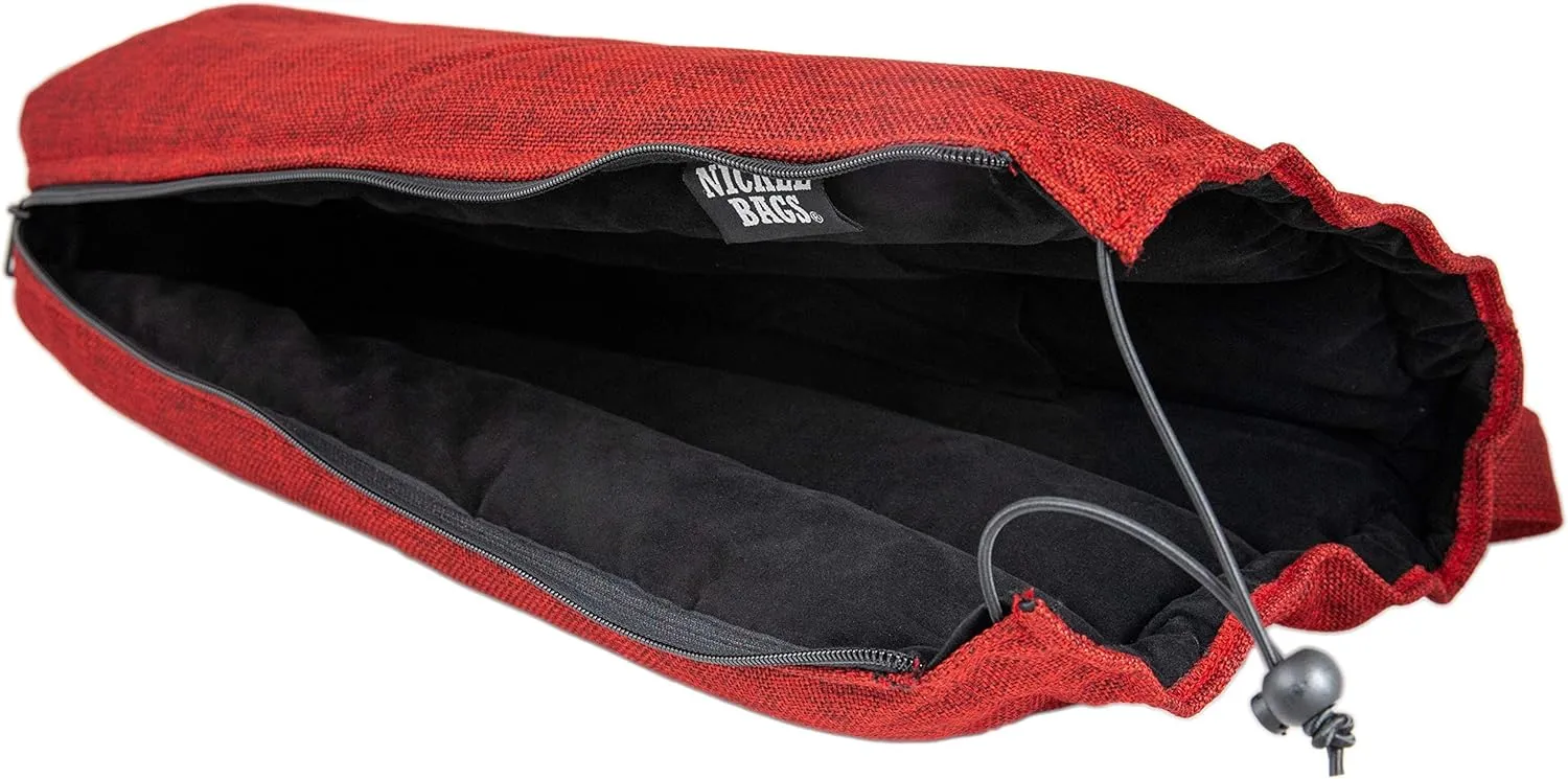 Nickel Bags Padded Drawstring Duffle Tube | Heavy Duty Duffle Bag with Protective Hemp Exterior for (18 Inch, Red)