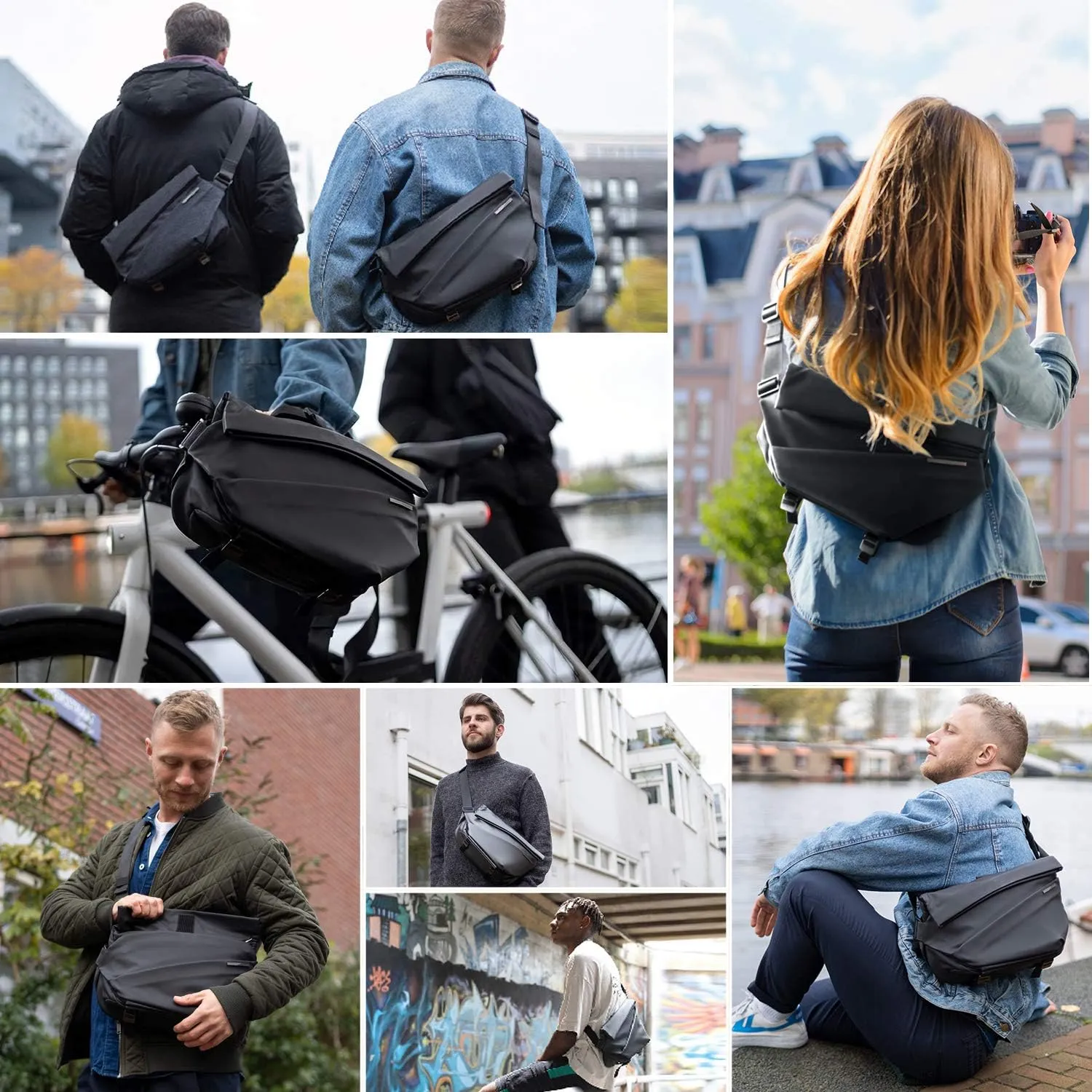 NIID Sling Bag,Crossbody Bag for Men,Expandable Sling Bag Stylish,Waterproof Small Backpack Men,Multipurpose Chest Bag,Shoulder Backpack for Travel Work
