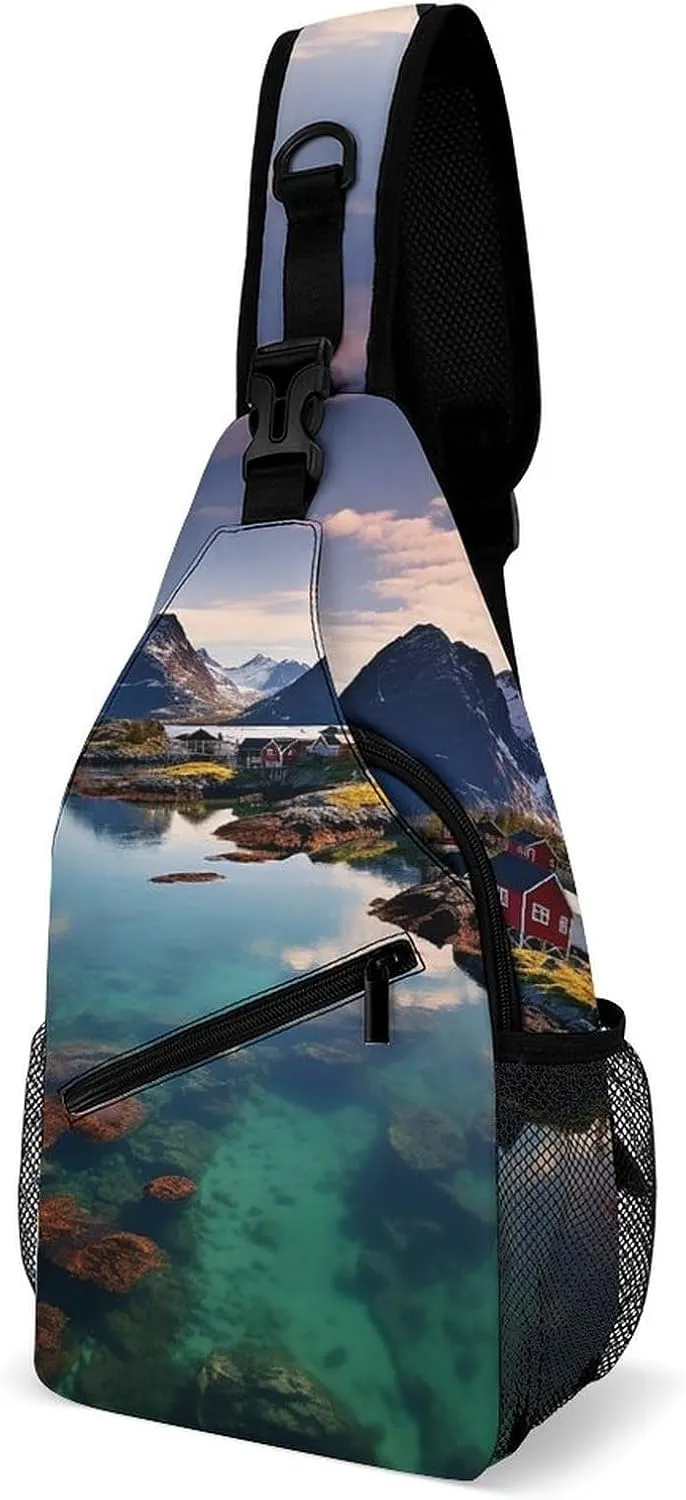 Norway Islands Sling Bag Waterproof Lightweight Crossbody Chest Bag Casual Travel Hiking Daypack for Women Men