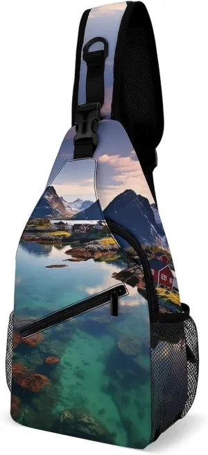Norway Islands Sling Bag Waterproof Lightweight Crossbody Chest Bag Casual Travel Hiking Daypack for Women Men