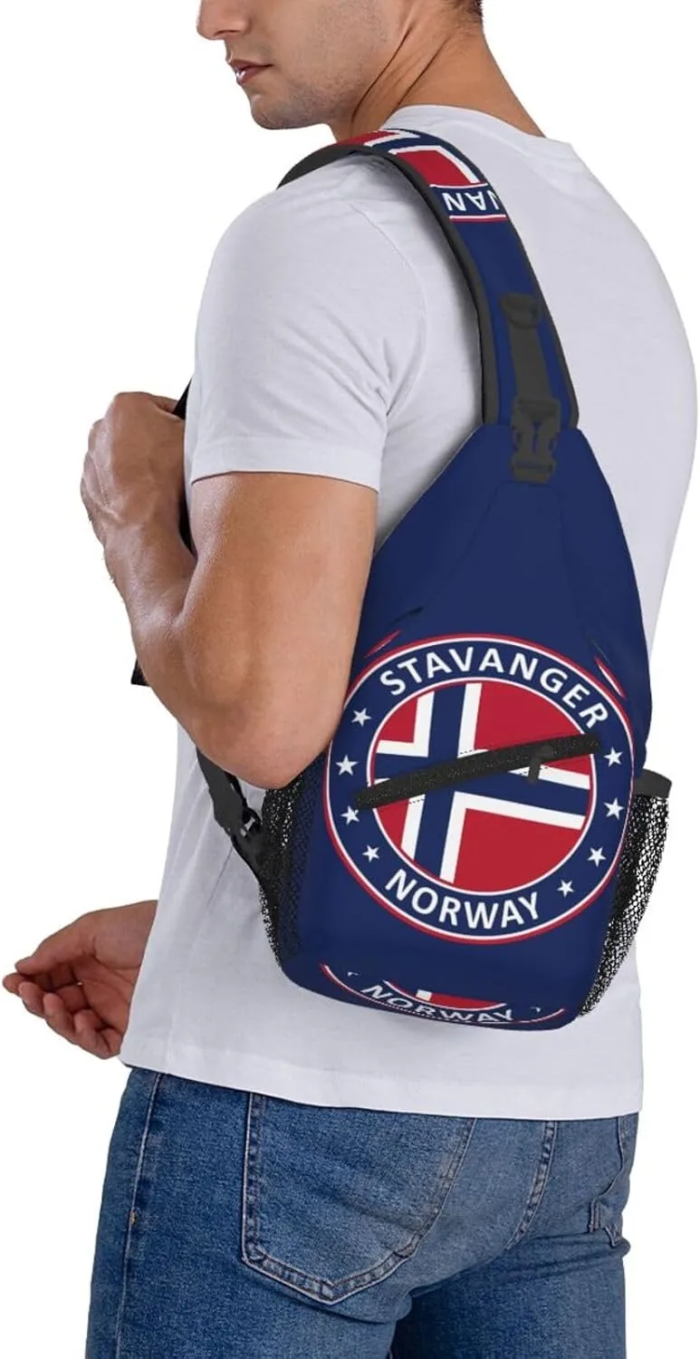 Norway Norwegian Flag Crossbody Bags Sling Backpack Cross Chest Bag Sports Shoulder Bag Gym Fanny Pack Adjustable Cycling Daypack Diagonally Rucksack for Running