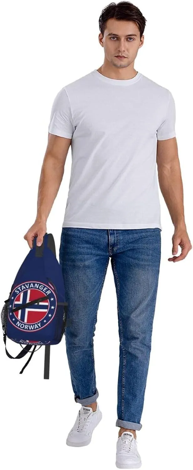 Norway Norwegian Flag Crossbody Bags Sling Backpack Cross Chest Bag Sports Shoulder Bag Gym Fanny Pack Adjustable Cycling Daypack Diagonally Rucksack for Running