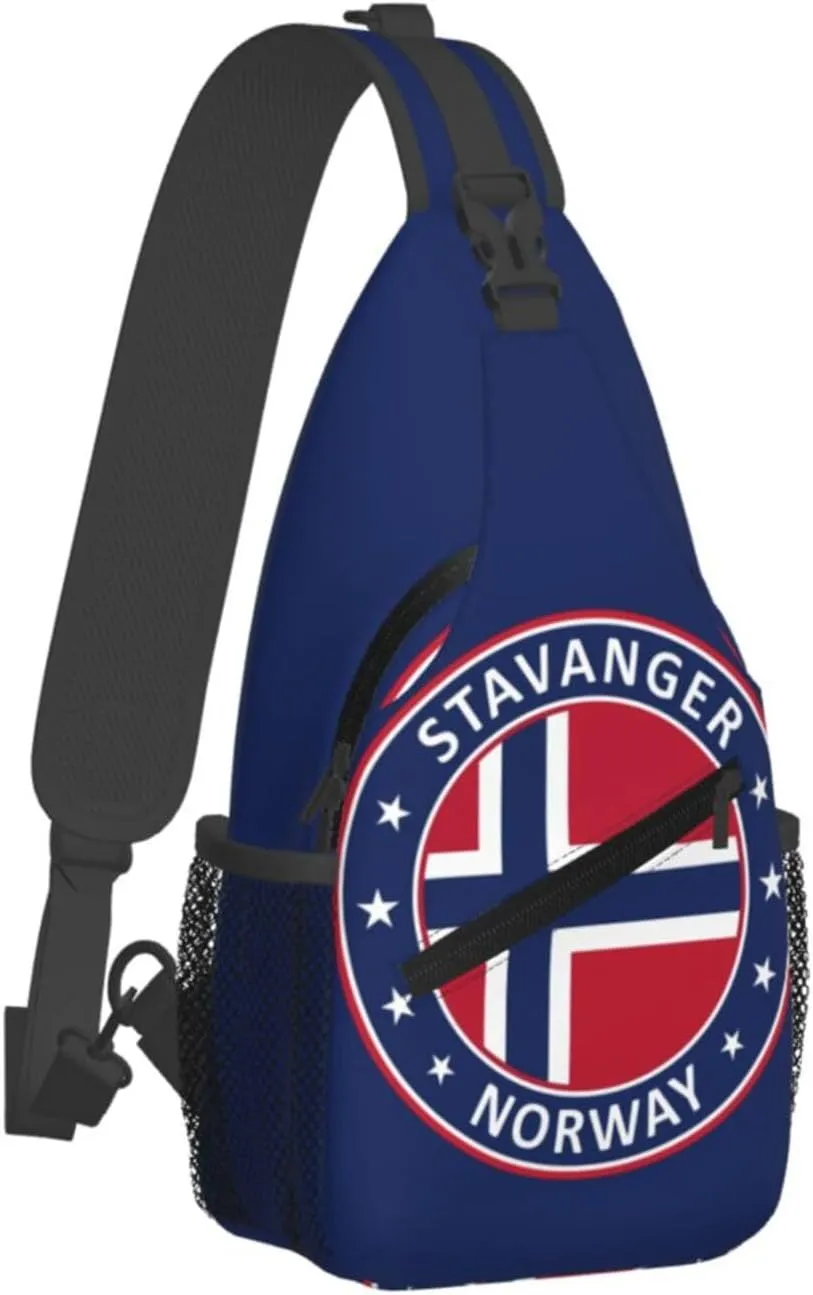 Norway Norwegian Flag Crossbody Bags Sling Backpack Cross Chest Bag Sports Shoulder Bag Gym Fanny Pack Adjustable Cycling Daypack Diagonally Rucksack for Running