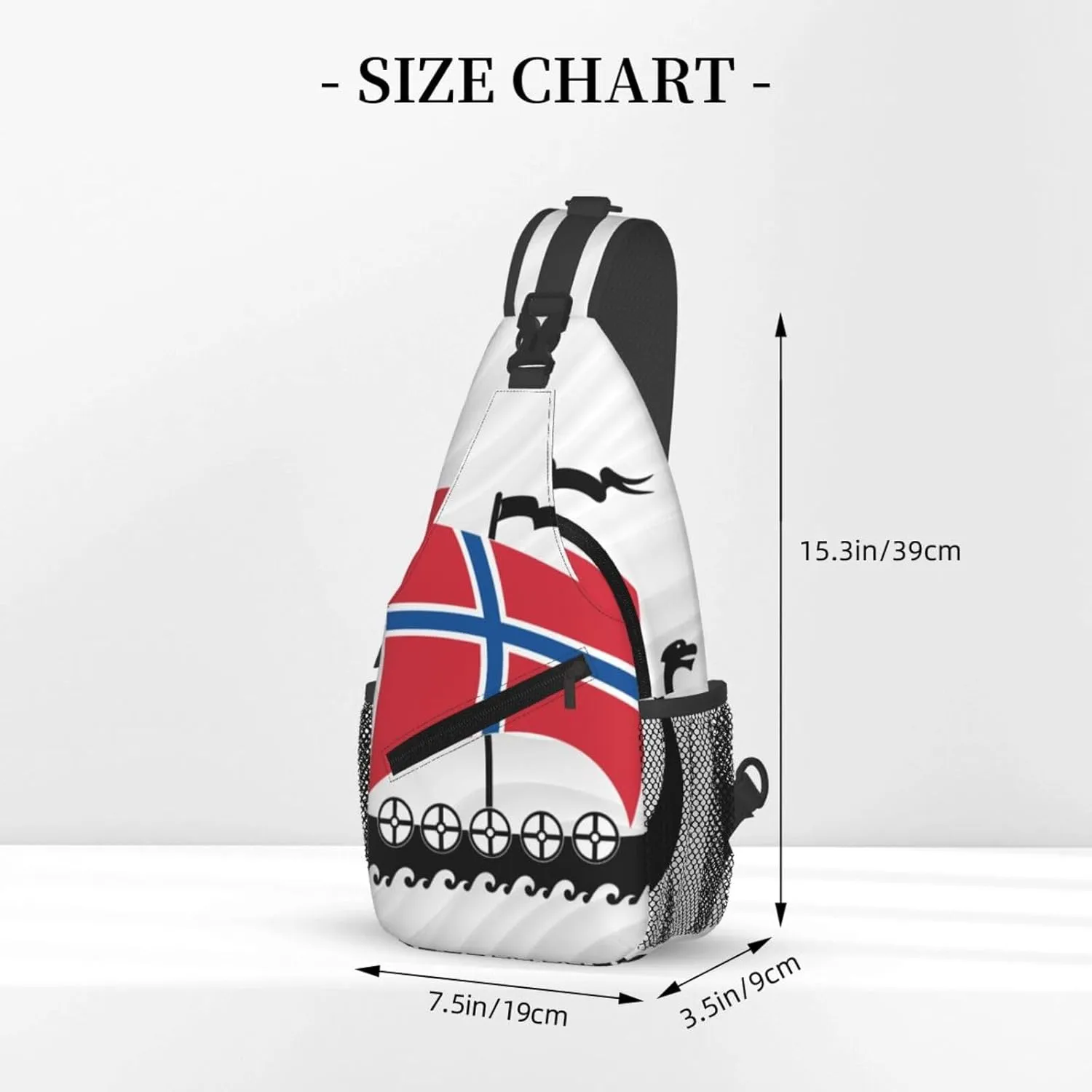 Norwegian Flag Norway Viking Ship Small Crossbody Backpack Sling Bag For Men Women Mini One Shoulder Chest Bags Gym Sport Travel Hiking Daypack