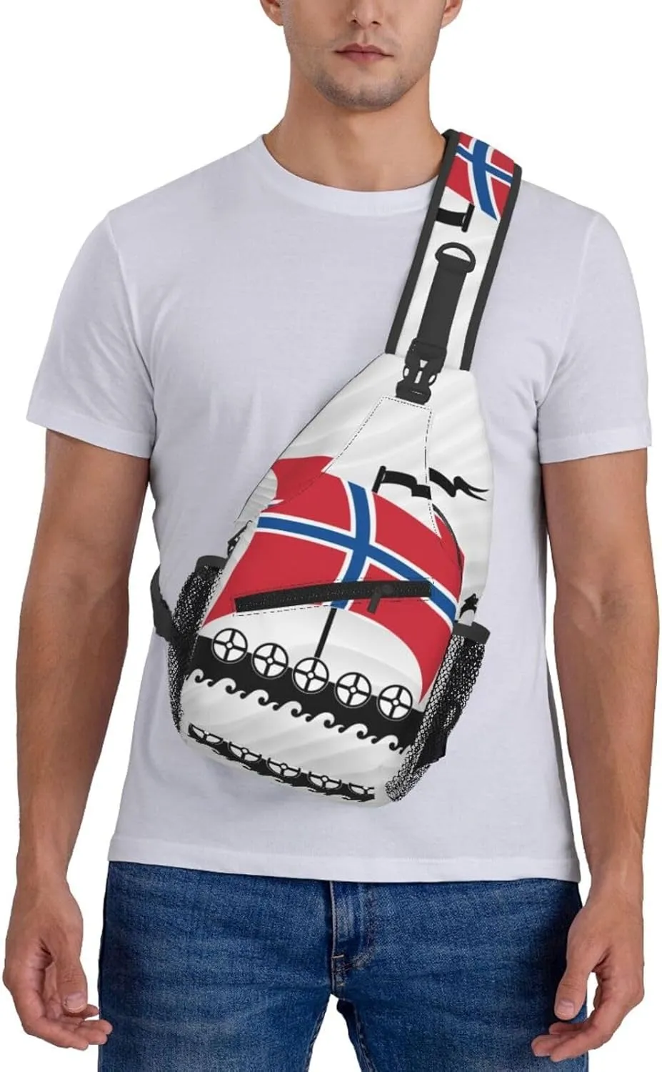 Norwegian Flag Norway Viking Ship Small Crossbody Backpack Sling Bag For Men Women Mini One Shoulder Chest Bags Gym Sport Travel Hiking Daypack