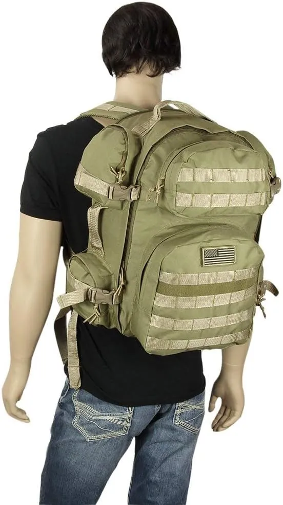 NPUSA Men's Large Expandable Tactical Molle Hydration ReadyBackpack Daypack Bag - Tan