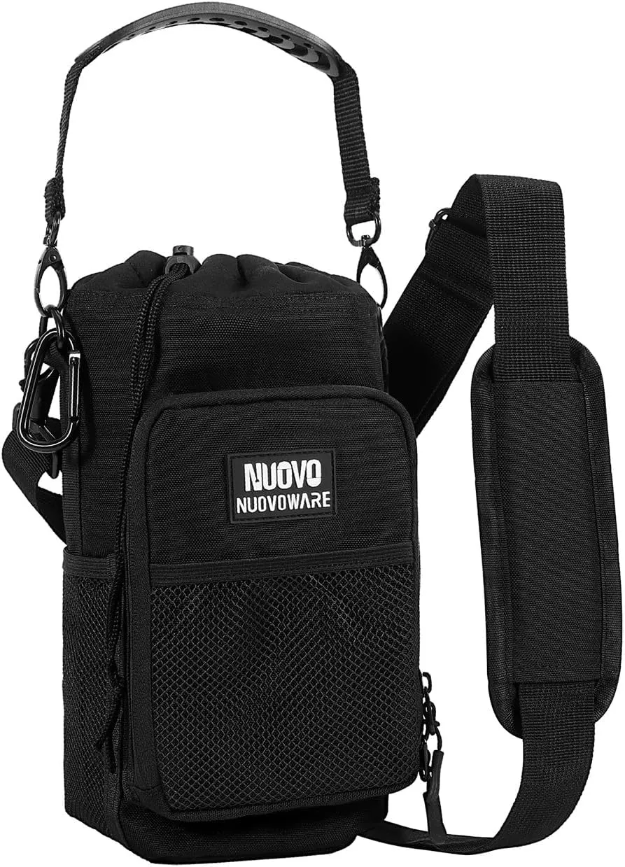 Nuovoware Water Bottle Carrier Bag, 25OZ 32OZ 40OZ 64OZ Insulated Water Bottle Holder with Strap and Pocket, Water Bottle Pouch Sleeve Sling Bag for Hiking Camping Sport