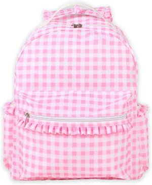 Nylon Backpacks for Women Lightweight Cute Casual Daypack Backpacks for Travel Shopping (Gingham Pink)