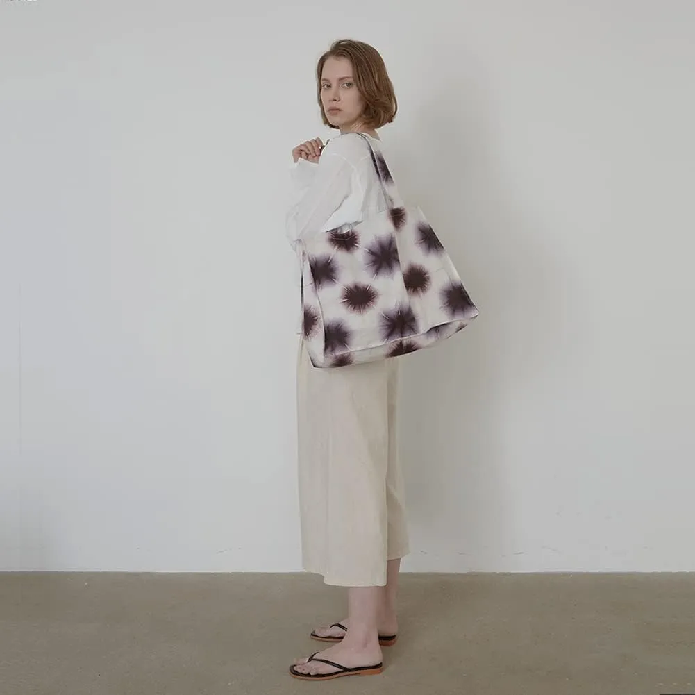 O&ON Linen Tote Bag Handmade Shoulder bag with Natural Linen, Tie Dye Beach Bag, Shopping Bag, Lightweight and Sturdy Bag